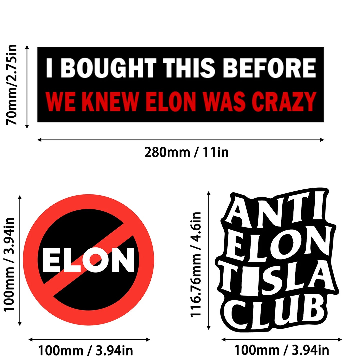 3-Pack Anti-Elon Stickers – No Musk Allowed